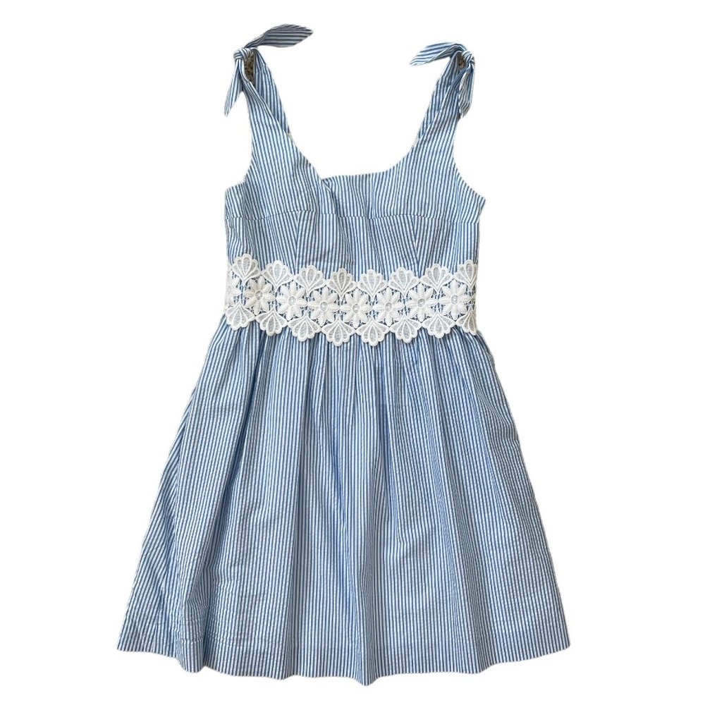 Lilly Pulitzer Tessa Dress in Coastal Blue Seersucker size 6 Like New Sleeveless